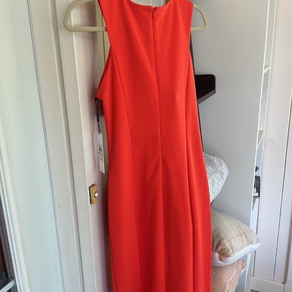NWT Calvin Klein pleat detail orange sheath dress - size 8 - Picture 3 of 11
